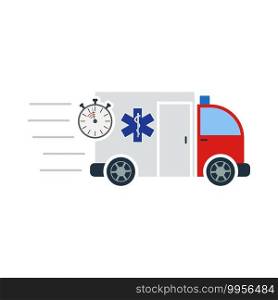 Fast Ambulance Car Icon. Flat Color Design. Vector Illustration.