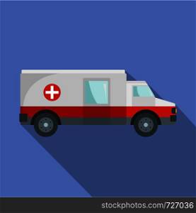 Fast ambulance icon. Flat illustration of fast ambulance vector icon for web. Fast ambulance icon, flat style