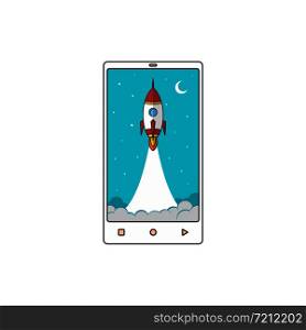 fast boost mobile phone space rocket shuttle theme vector art. fast boost mobile phone space rocket shuttle theme vector