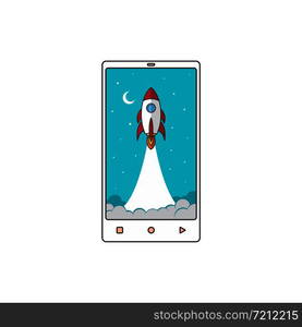 fast boost mobile phone space rocket shuttle theme vector art. fast boost mobile phone space rocket shuttle theme vector