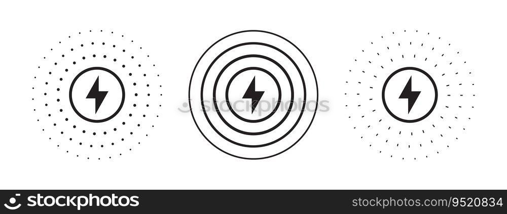 Fast charge symbols. Wireless charger concept. Battery charge level. Vector scalable graphics