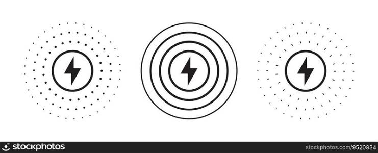 Fast charge symbols. Wireless charger concept. Battery charge level. Vector scalable graphics