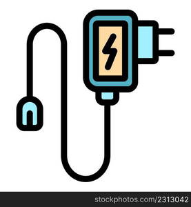 Fast charger icon. Outline fast charger vector icon color flat isolated. Fast charger icon color outline vector