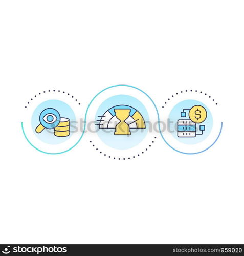 Fast data processing loop concept icon. Digital repository. Information analytics and monitoring abstract idea thin line illustration. Isolated outline drawing. Editable stroke. Arial font used. Fast data processing loop concept icon