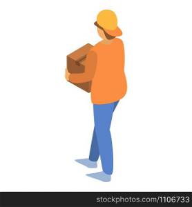 Fast delivery man icon. Isometric of fast delivery man vector icon for web design isolated on white background. Fast delivery man icon, isometric style