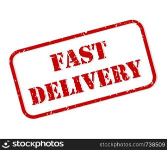 Fast delivery red rubber stamp vector isolated
