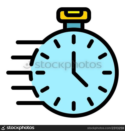 Fast delivery stopwatch icon. Outline fast delivery stopwatch vector icon color flat isolated. Fast delivery stopwatch icon color outline vector
