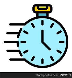 Fast delivery stopwatch icon. Outline fast delivery stopwatch vector icon color flat isolated. Fast delivery stopwatch icon color outline vector