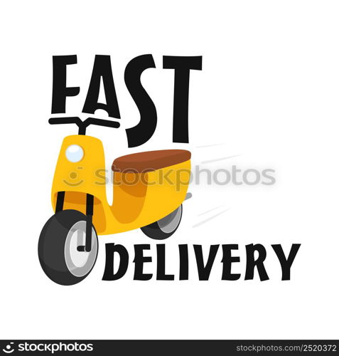 Fast delivery vector illustration. Food and goods courier deliver service. Express logistic design.