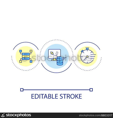 Fast digital operation loop concept icon. Quick processing data. High speed of server response abstract idea thin line illustration. Isolated outline drawing. Editable stroke. Arial font used. Fast digital operation loop concept icon