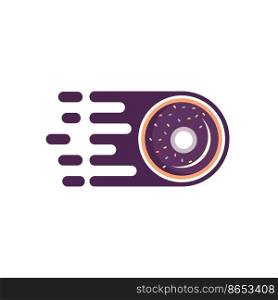 Fast donut vector logo design template. Food service delivery logo concept. 