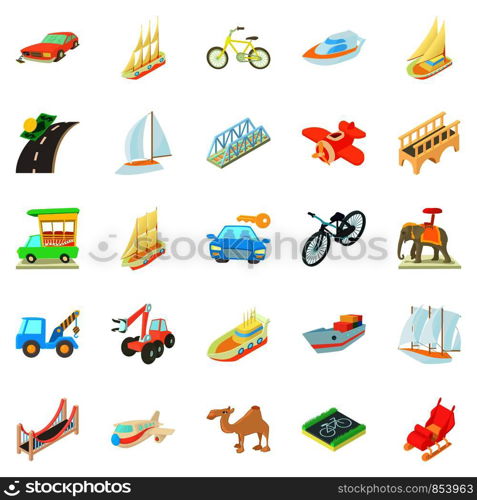 Fast driving icons set. Cartoon set of 25 fast driving vector icons for web isolated on white background. Fast driving icons set, cartoon style
