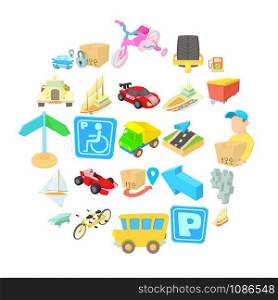 Fast driving icons set. Isometric set of 25 fast driving vector icons for web isolated on white background. Fast driving icons set, isometric style
