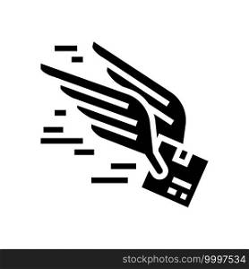 fast flying free shipping glyph icon vector. fast flying free shipping sign. isolated contour symbol black illustration. fast flying free shipping glyph icon vector illustration