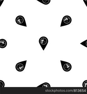Fast food and restaurant map pointer pattern repeat seamless in black color for any design. Vector geometric illustration. Fast food and restaurant map pointer pattern seamless black
