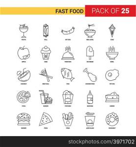 Fast food Black Line Icon - 25 Business Outline Icon Set