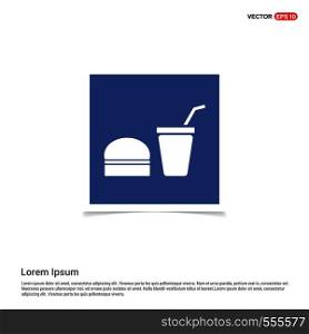 Fast Food Burger and Drink Icon - Blue photo Frame