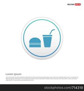 Fast Food Burger and Drink Icon - white circle button
