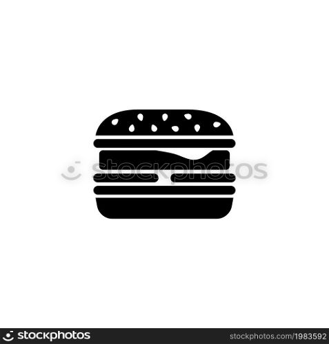 Fast Food Burger, Cheeseburger, Hamburger. Flat Vector Icon illustration. Simple black symbol on white background. Fast Food Burger, Hamburger sign design template for web and mobile UI element. Fast Food Burger, Cheeseburger, Hamburger Flat Vector Icon