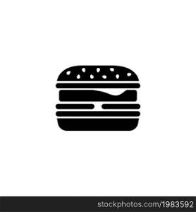 Fast Food Burger, Cheeseburger, Hamburger. Flat Vector Icon illustration. Simple black symbol on white background. Fast Food Burger, Hamburger sign design template for web and mobile UI element. Fast Food Burger, Cheeseburger, Hamburger Flat Vector Icon