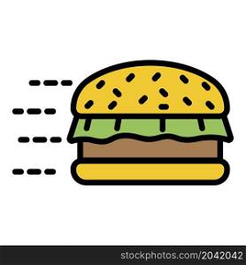 Fast food burger icon. Outline fast food burger vector icon color flat isolated. Fast food burger icon color outline vector