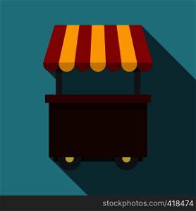 Fast food cart icon. Flat illustration of fast food cart vector icon for web isolated on baby blue background. Fast food cart icon, flat style