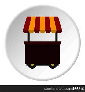 Fast food cart icon in flat circle isolated on white vector illustration for web. Fast food cart icon circle