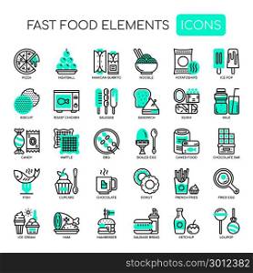 Fast food Elements , Thin Line and Pixel Perfect Icons