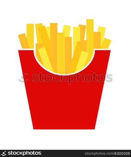Fast Food Fried French Gold Fries Potatoes in Paper Wrapper Isolated on White Background. Vector illustration EPS10. Fast Food Fried French Gold Fries Potatoes in Paper Wrapper Isol