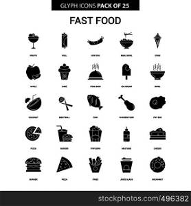 Fast food Glyph Vector Icon set