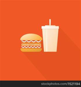 Fast Food, Hamburger and Drinks Vector illustration