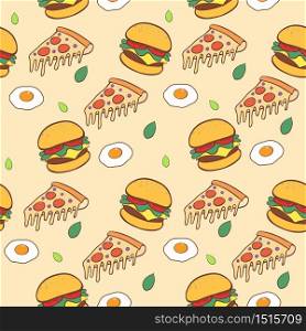 Fast food hand drawn seamless pattern background
