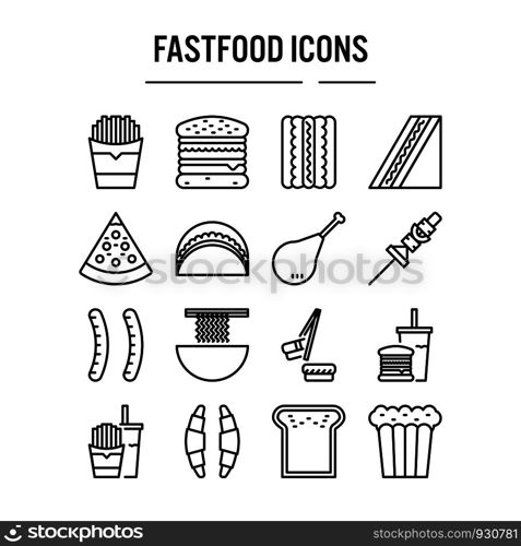 Fast food icon in outline design for web design , infographic , presentation , mobile application - Vector illustration