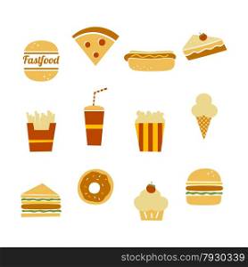 fast food icon set theme vector art illustration. fast food icon set