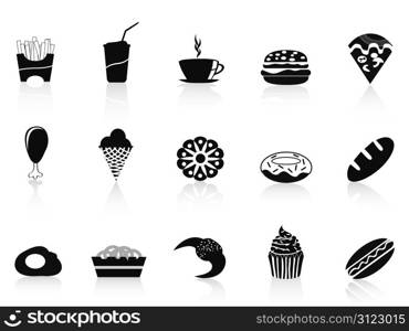 Fast food icons set in black color