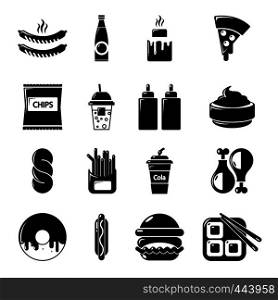 Fast food icons set. Simple illustration of 16 fast food vector icons for web. Fast food icons set, simple style