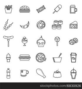 Fast food line icons on white background, stock vector