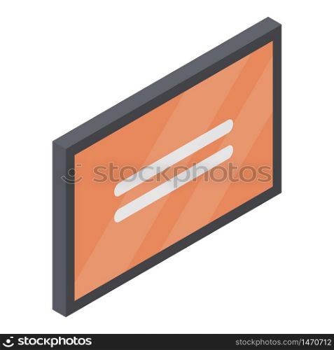 Fast food menu on tv icon. Isometric of fast food menu on tv vector icon for web design isolated on white background. Fast food menu on tv icon, isometric style