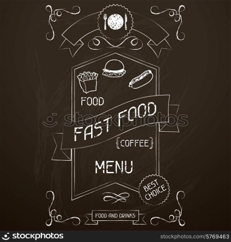 Fast food on the restaurant menu chalkboard.
