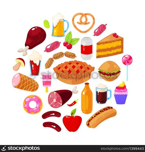 Fast food on white background. Vector illustration.