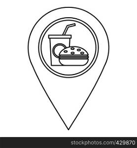 Fast food pin map icon. Outline illustration of fast food pin map vector icon for web. Fast food pin map icon, outline style