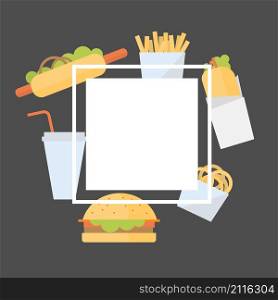 Fast food set. Vector frame