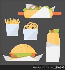 Fast food set. Vector illustration.