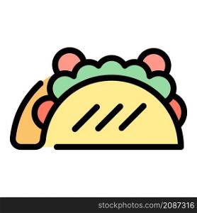 Fast food taco icon. Outline fast food taco vector icon color flat isolated. Fast food taco icon color outline vector