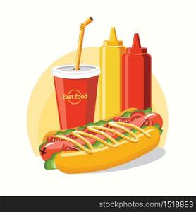 Fast food, Tasty set fast food vector isolated on white background