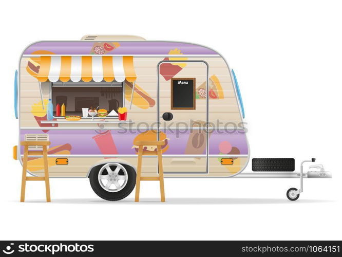 fast food trailer vector illustration isolated on white background