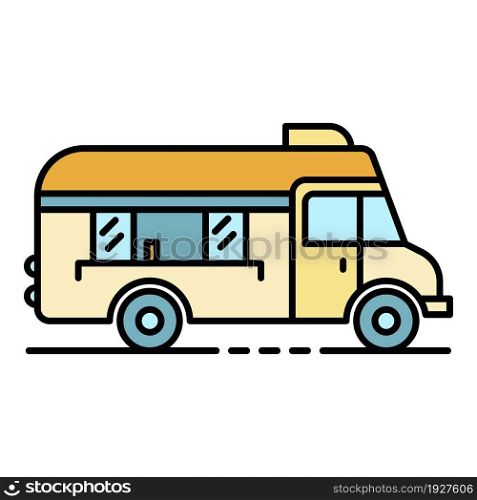 Fast food truck icon. Outline fast food truck vector icon color flat isolated. Fast food truck icon color outline vector
