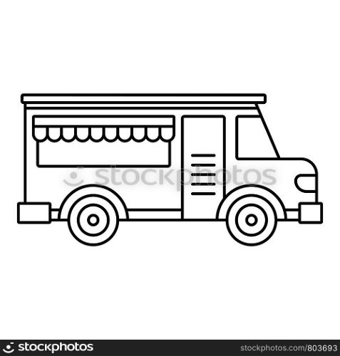 Fast food truck icon. Outline fast food truck vector icon for web design isolated on white background. Fast food truck icon, outline style