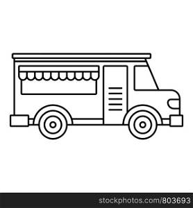 Fast food truck icon. Outline fast food truck vector icon for web design isolated on white background. Fast food truck icon, outline style