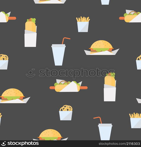 Fast food . Vector seamless pattern